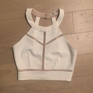 Cropped Halter Top with Sheer Detail